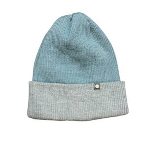 SHUPACA Two Tone Beanie Hat Alpaca Blend Light‎ Blue Grey Unisex One Size